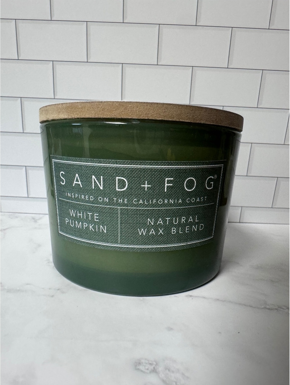 Sand + Fog FALL White Pumpkin Candle 12 oz 2 Wick Sunflower